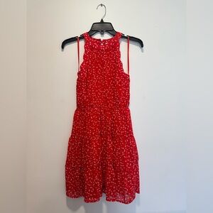 Monteau Red Dress with White Accents